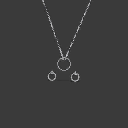 Radiant Halo Circle Trio Chain Set Gold