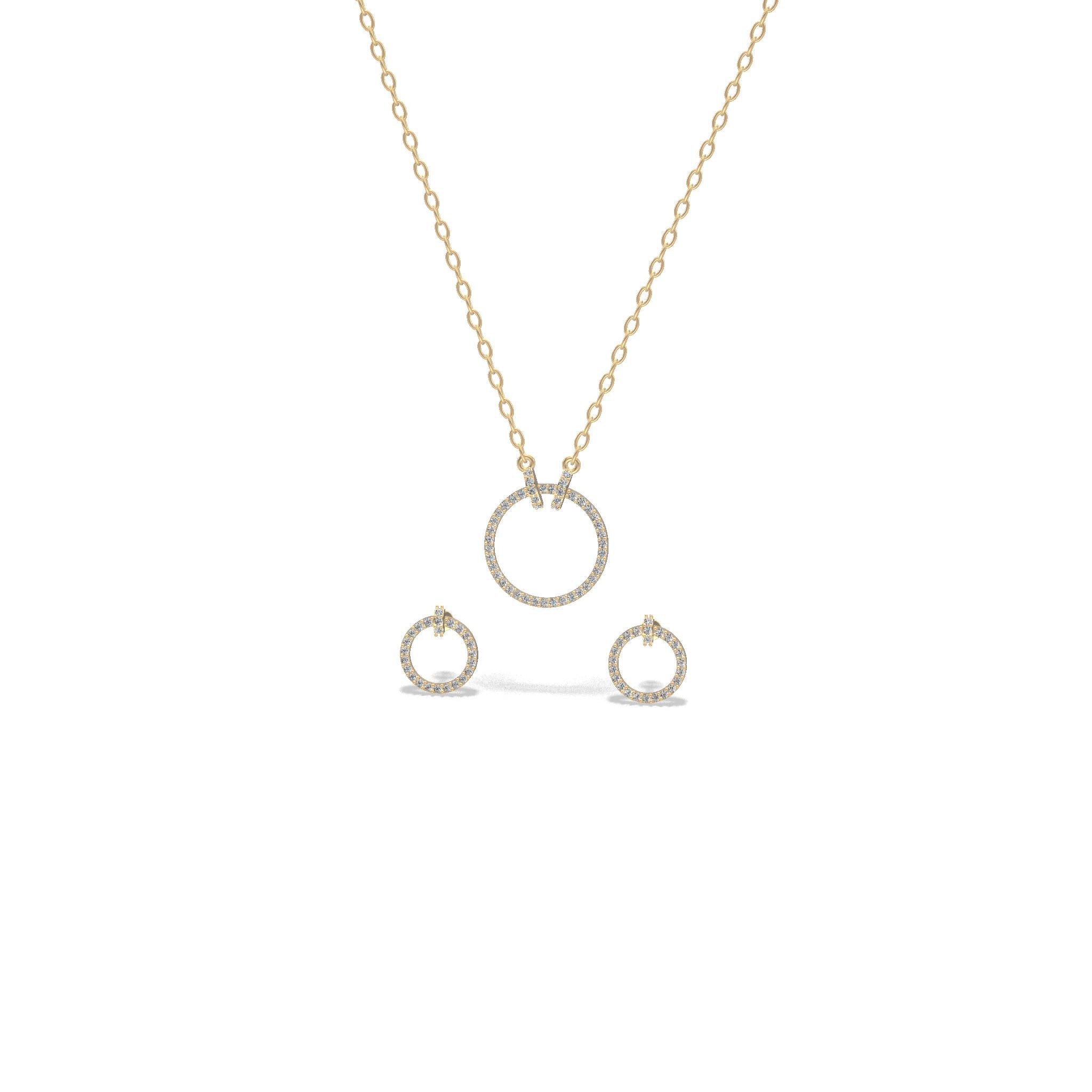 Radiant Halo Circle Trio Chain Set Gold