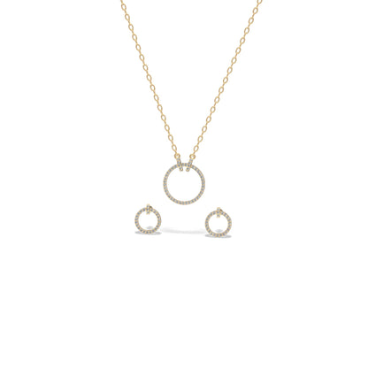 Radiant Halo Circle Trio Chain Set Gold
