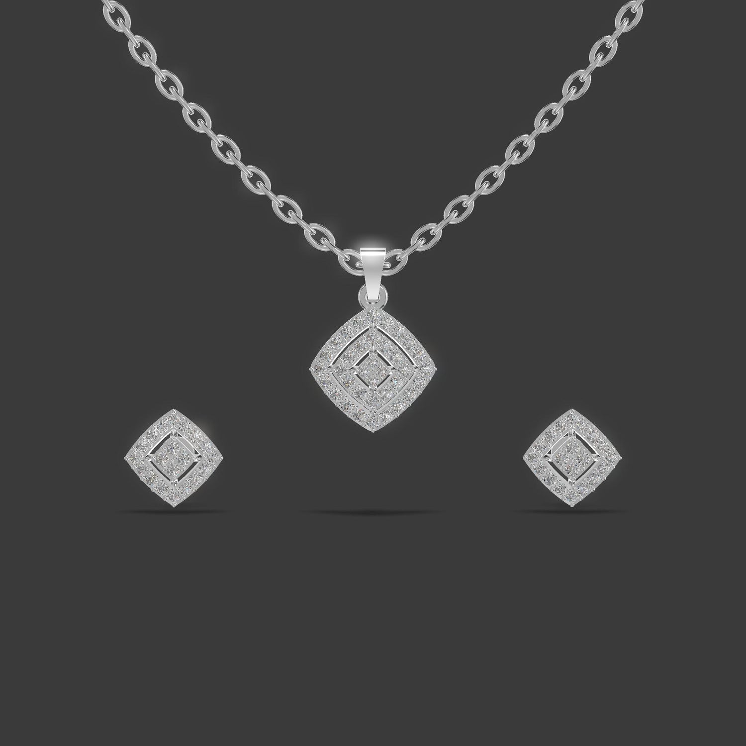 Aurora Sparkle Pendant Set Platinum