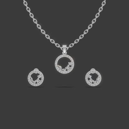 Ever-Bloom Circle Pendant Set Silver