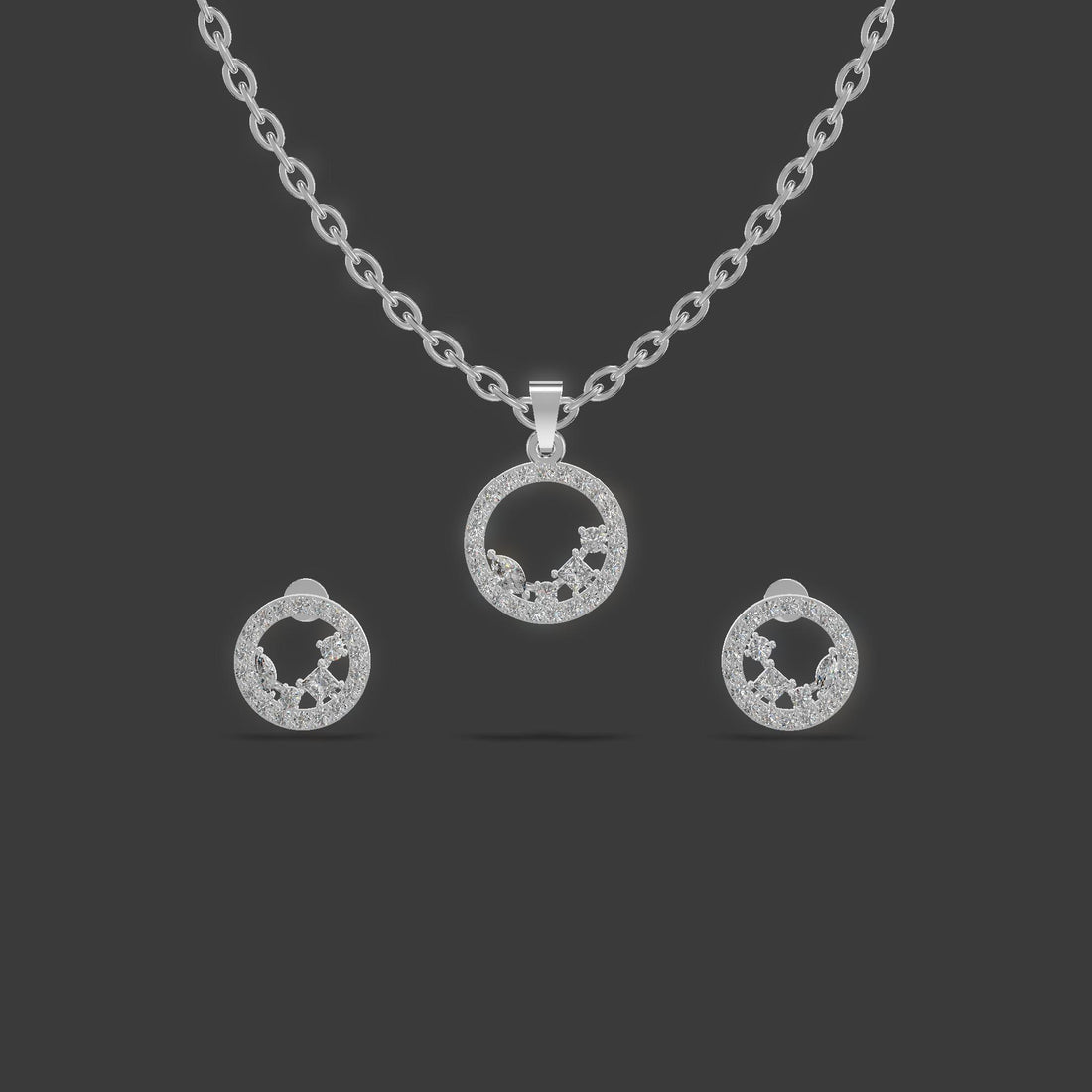 Ever-Bloom Circle Pendant Set Platinum