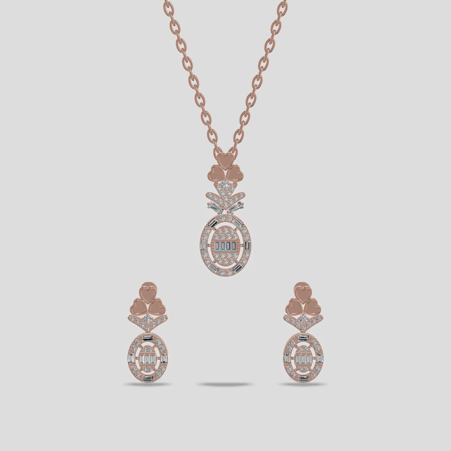 Pavé Rose Gold Pendant Set