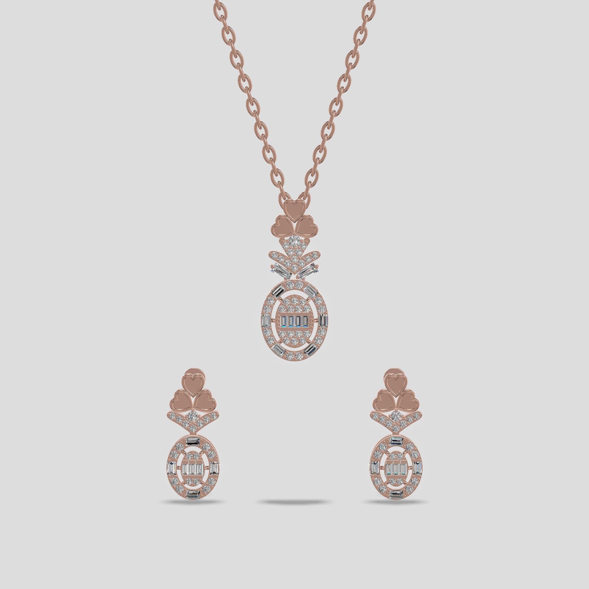 Pavé Rose Gold Pendant Set