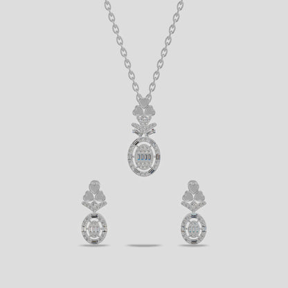 Pavé Rose Gold Pendant Set Silver