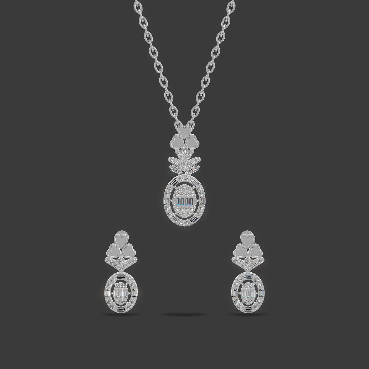 Pavé Rose Gold Pendant Set