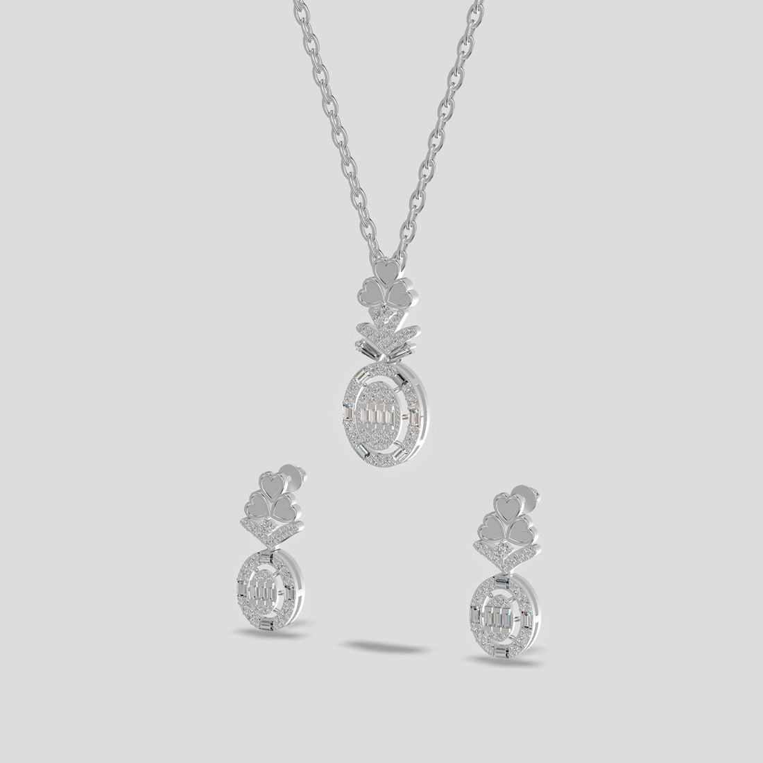 Pavé Rose-Gold Pendant Set Platinum
