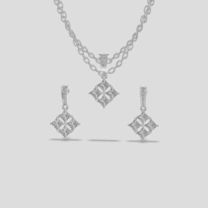 Princess Cluster Chain Set Trio Platinum