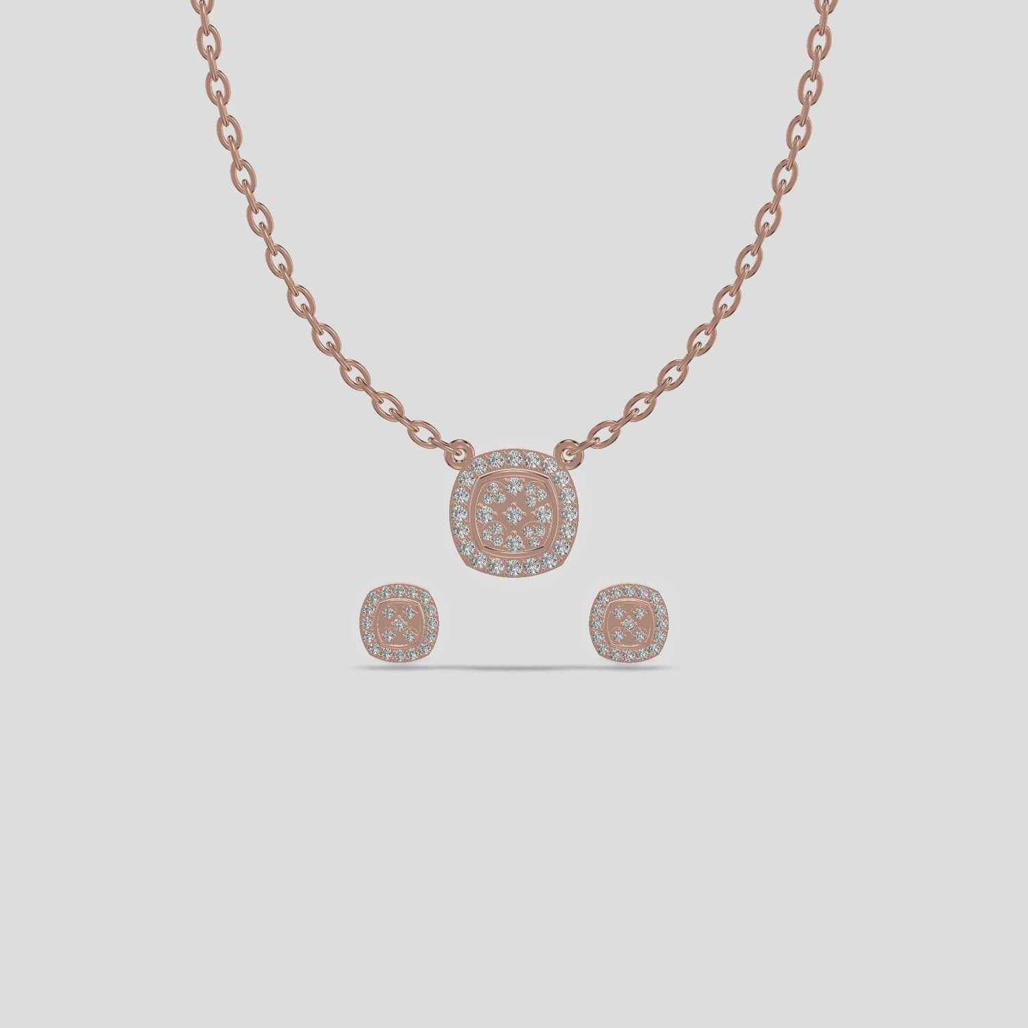Celeste Glow Cushion Diamond Chain Set Gold