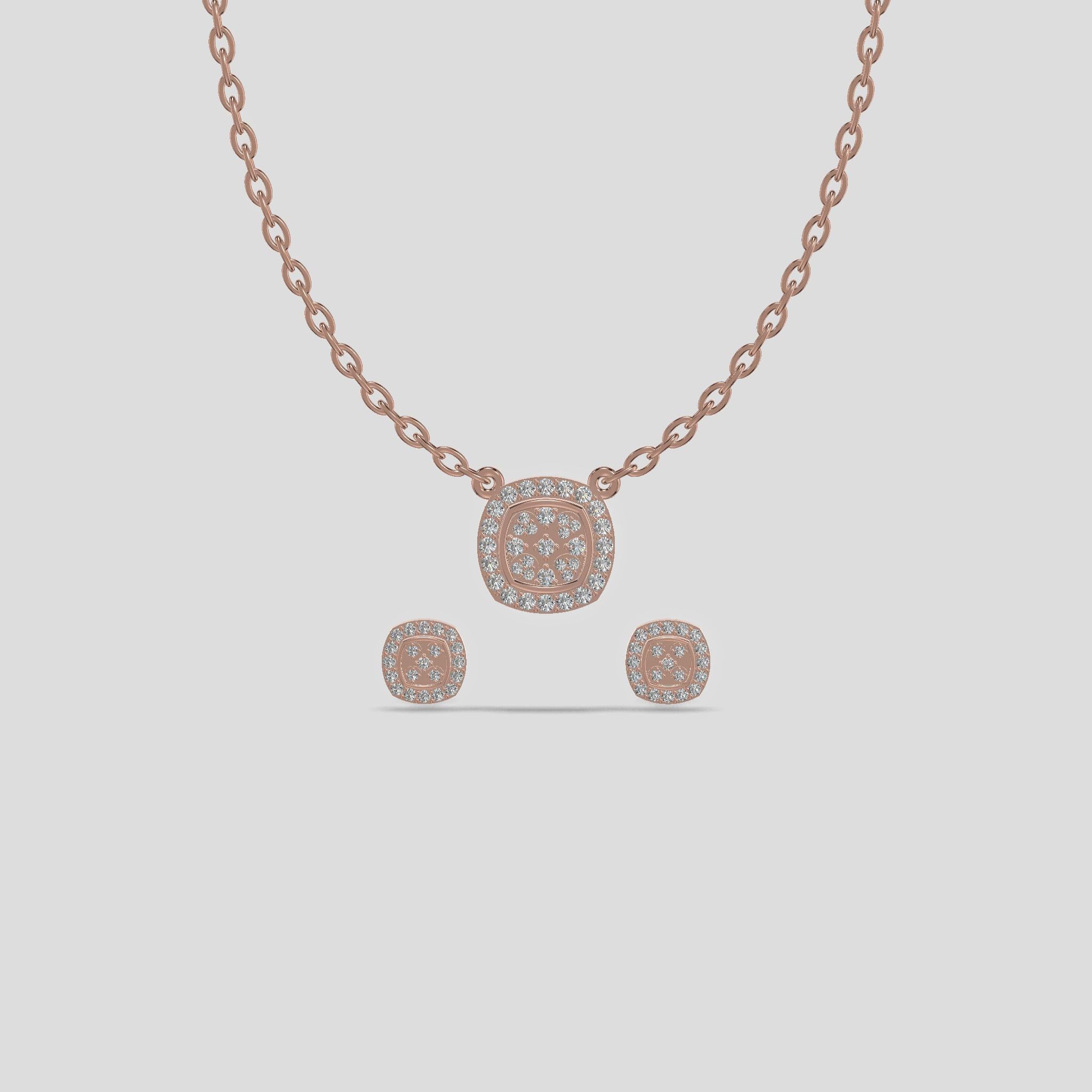 Celeste Glow Cushion Diamond Chain Set Gold