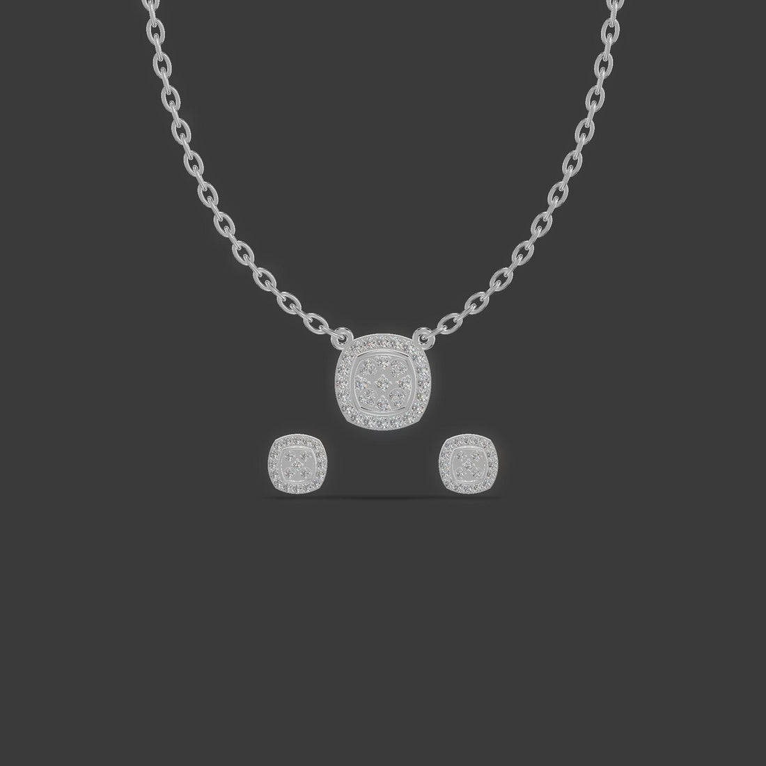 Celeste Glow Cushion Diamond Chain Set Silver