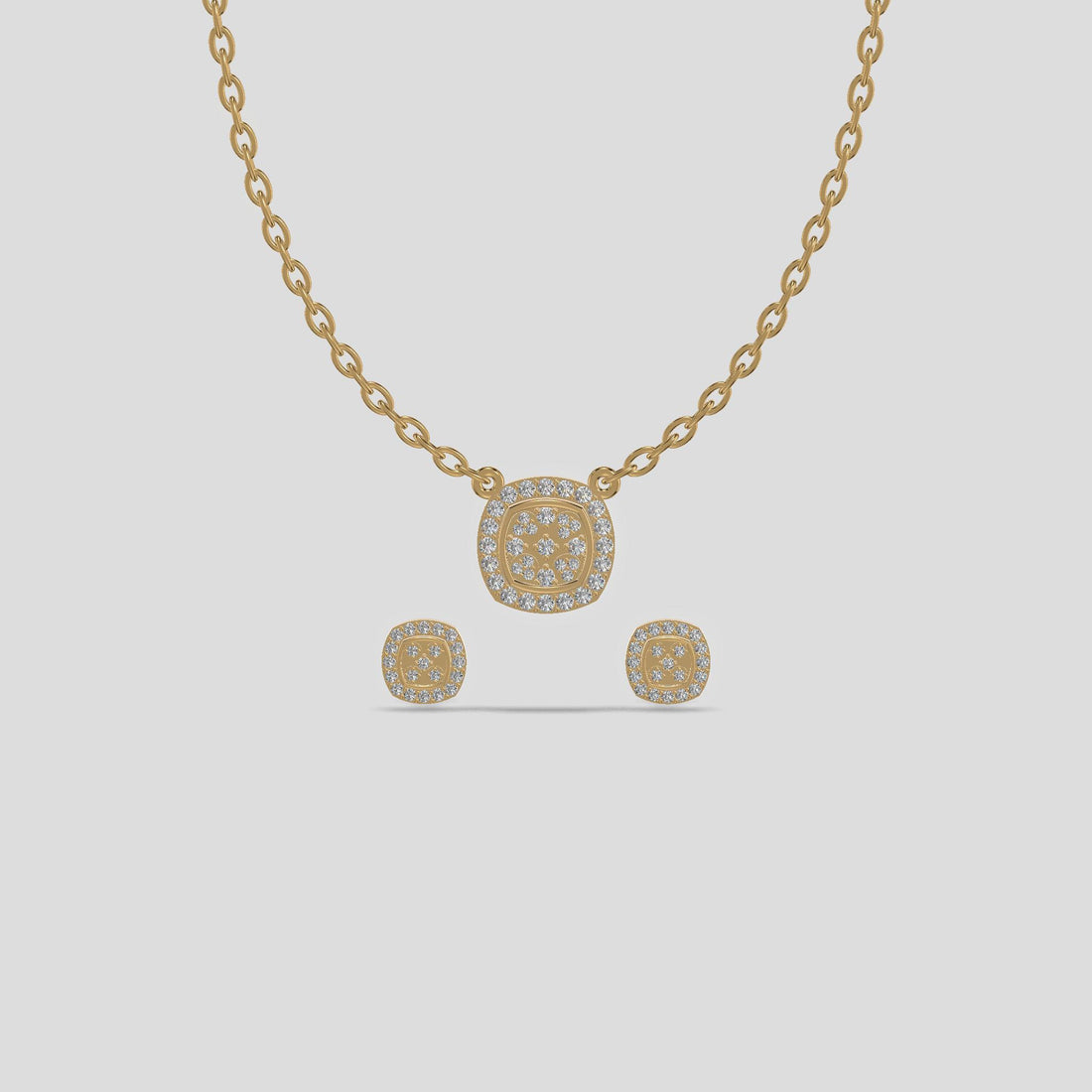 Celeste Glow Cushion Diamond Chain Set Gold