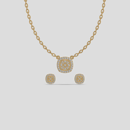 Celeste Glow Cushion Diamond Chain Set Gold