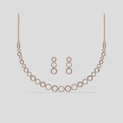 Luna Halo Diamond Necklace Set Gold