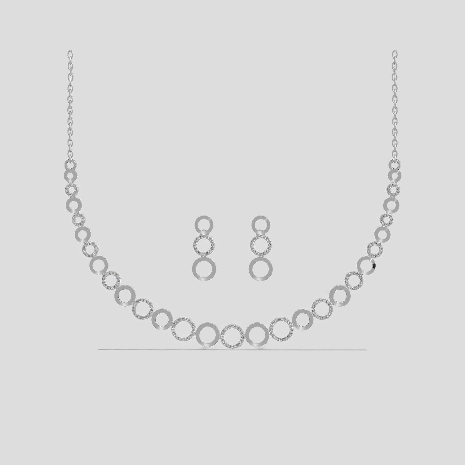 Luna Halo Diamond Necklace Set Gold