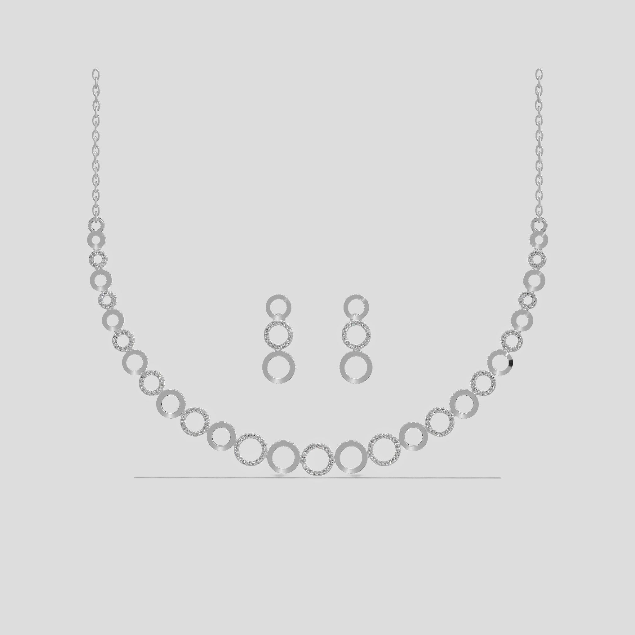 Luna Halo Diamond Necklace Set Gold