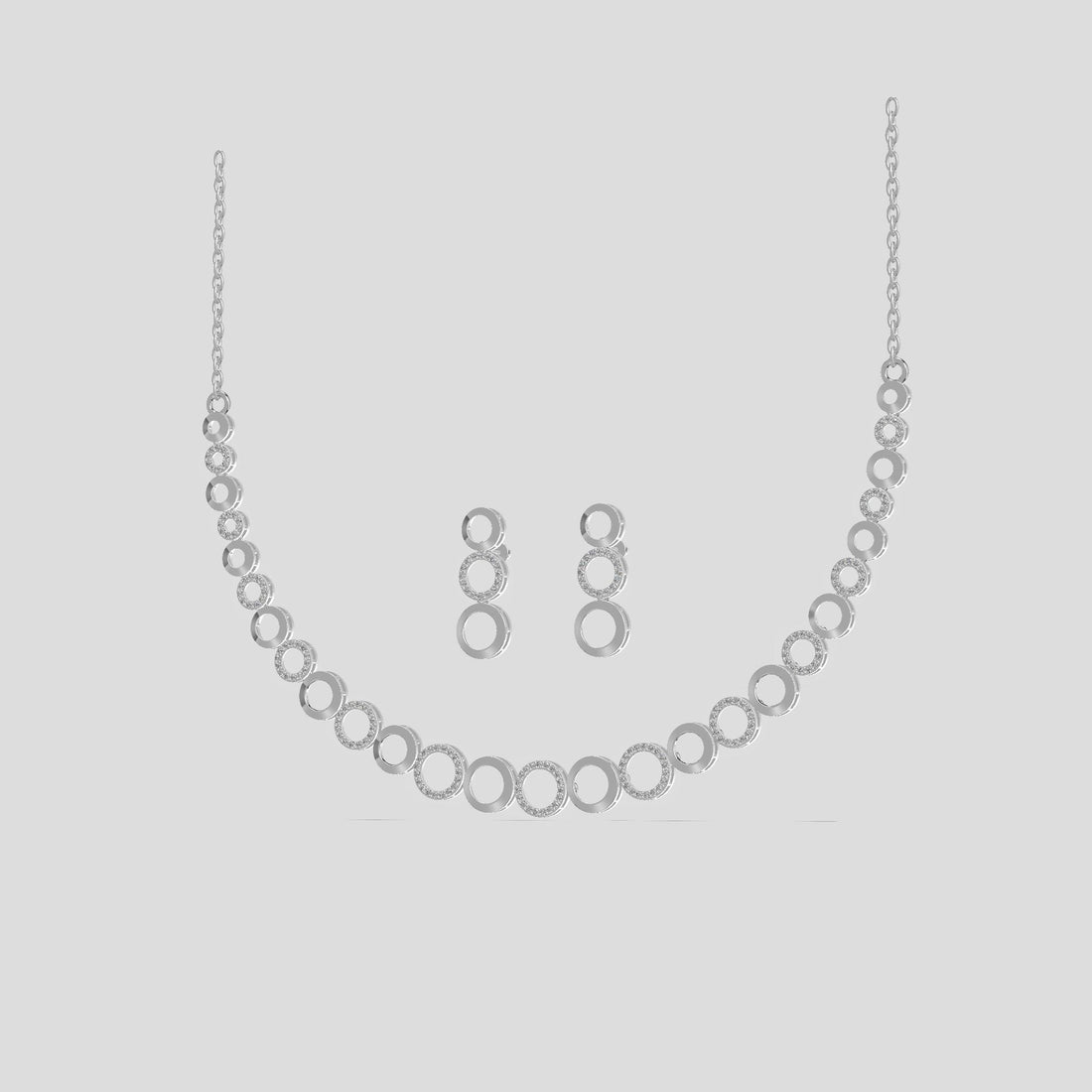 Luna Halo Diamond Necklace Set Platinum