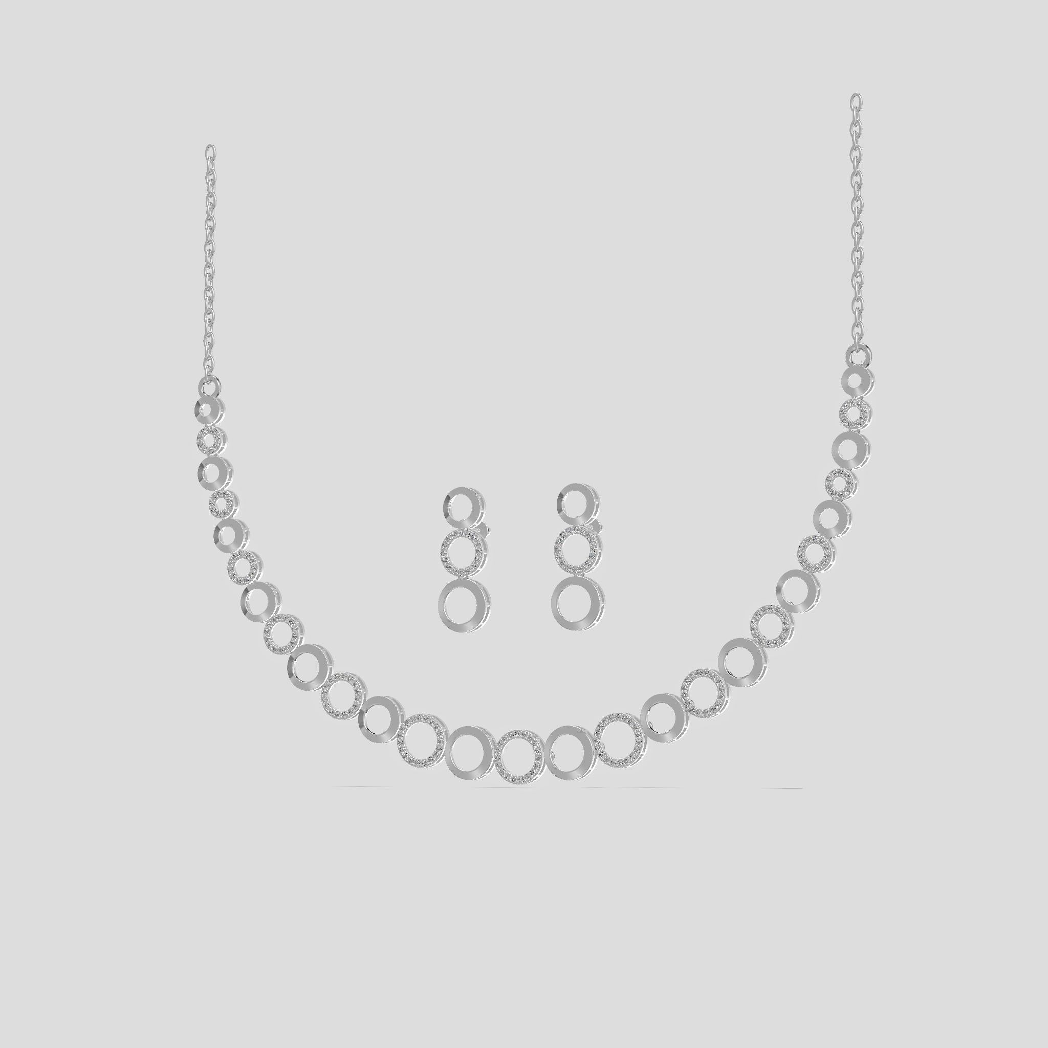 Luna Halo Diamond Necklace Set Platinum