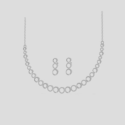 Luna Halo Diamond Necklace Set Platinum