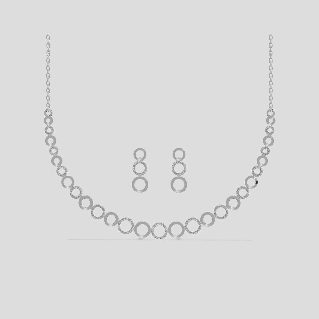 Luna Halo Diamond Necklace Set Platinum