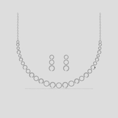 Luna Halo Diamond Necklace Set Platinum