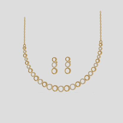 Luna Halo Diamond Necklace Set Gold