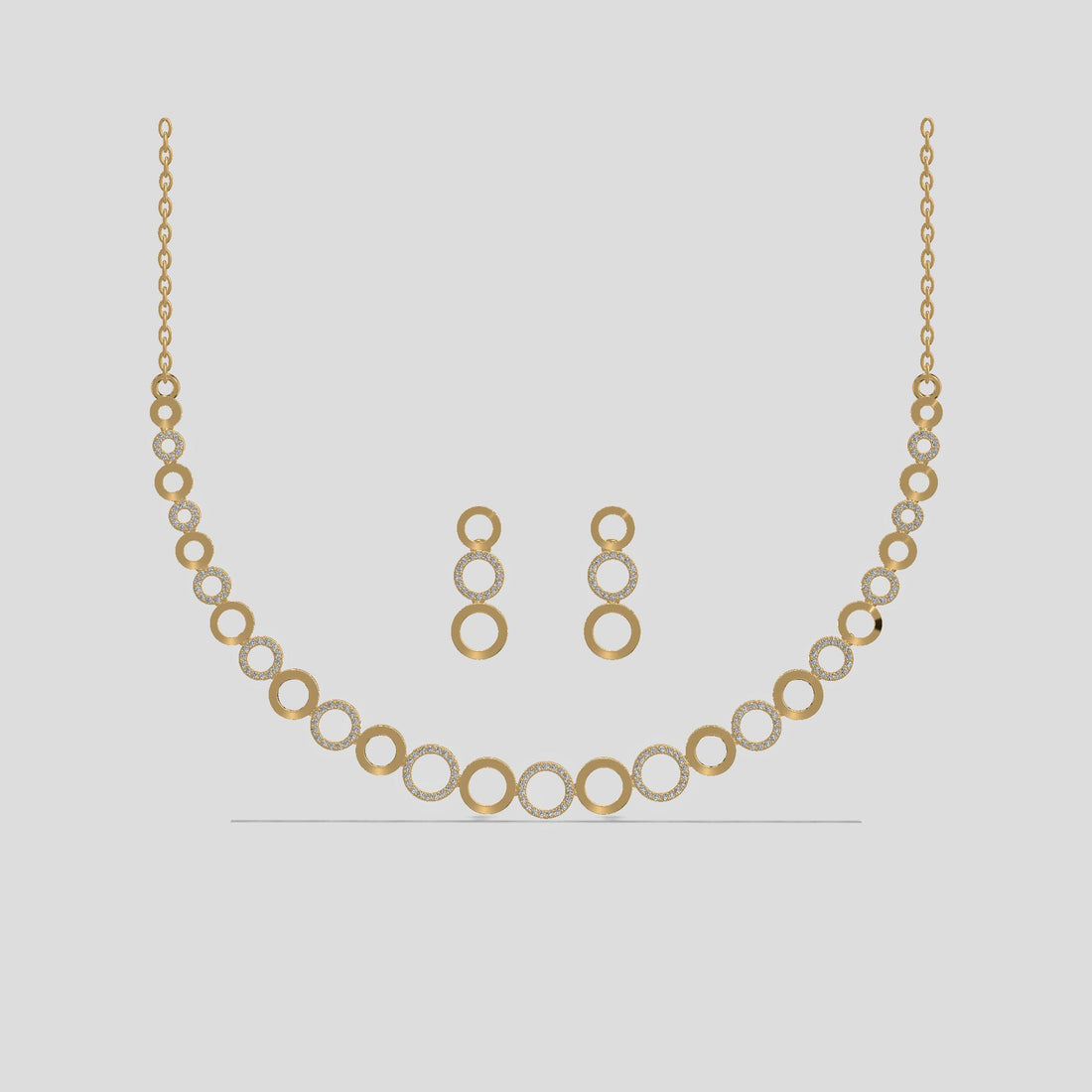 Luna Halo Diamond Necklace Set Gold