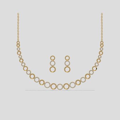 Luna Halo Diamond Necklace Set Gold