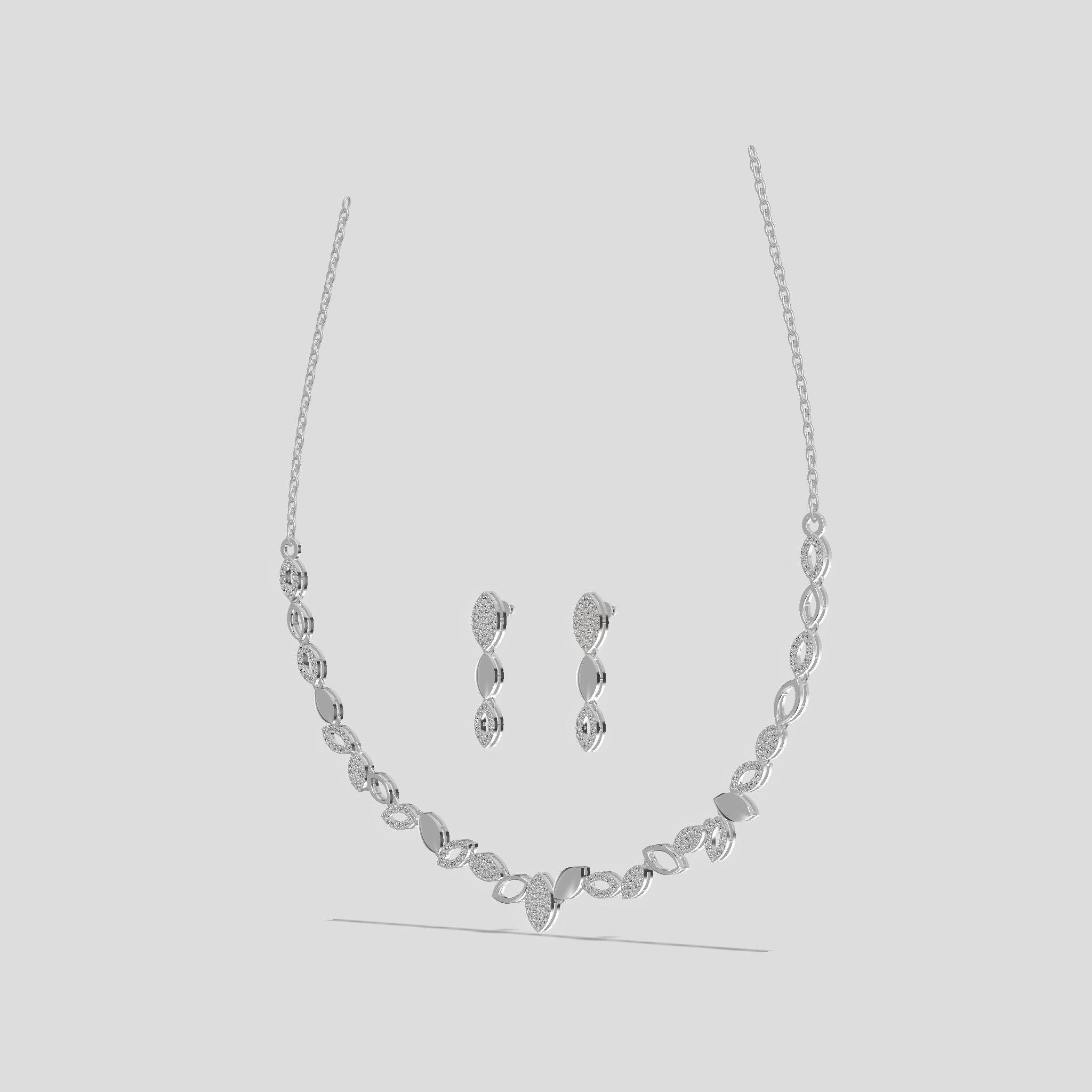 Elysian Leaf Necklace Set Platinum