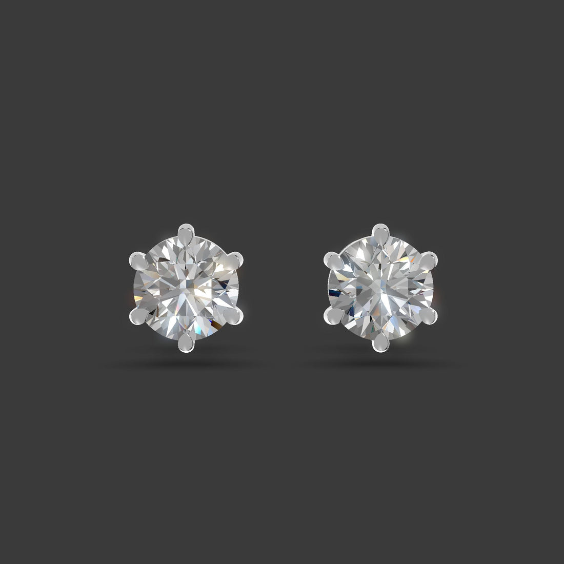 Luna Solitaire Stud Earrings Silver