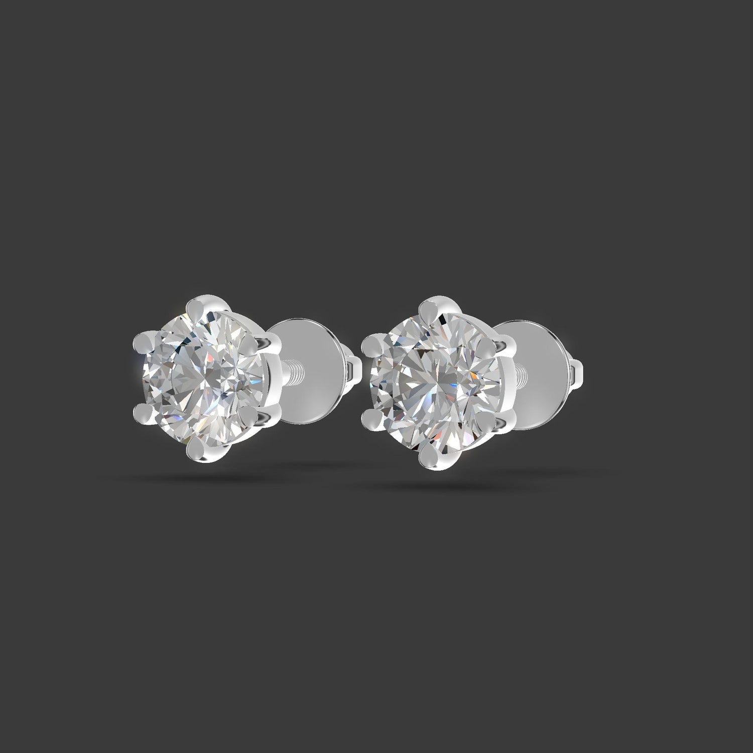 Luna Solitaire Stud Earrings Silver