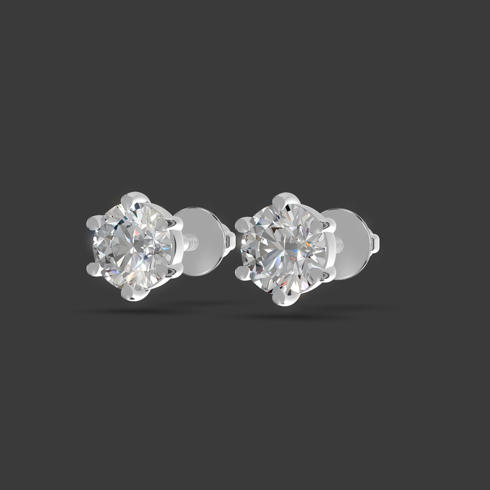 Luna Solitaire Stud Earrings Silver