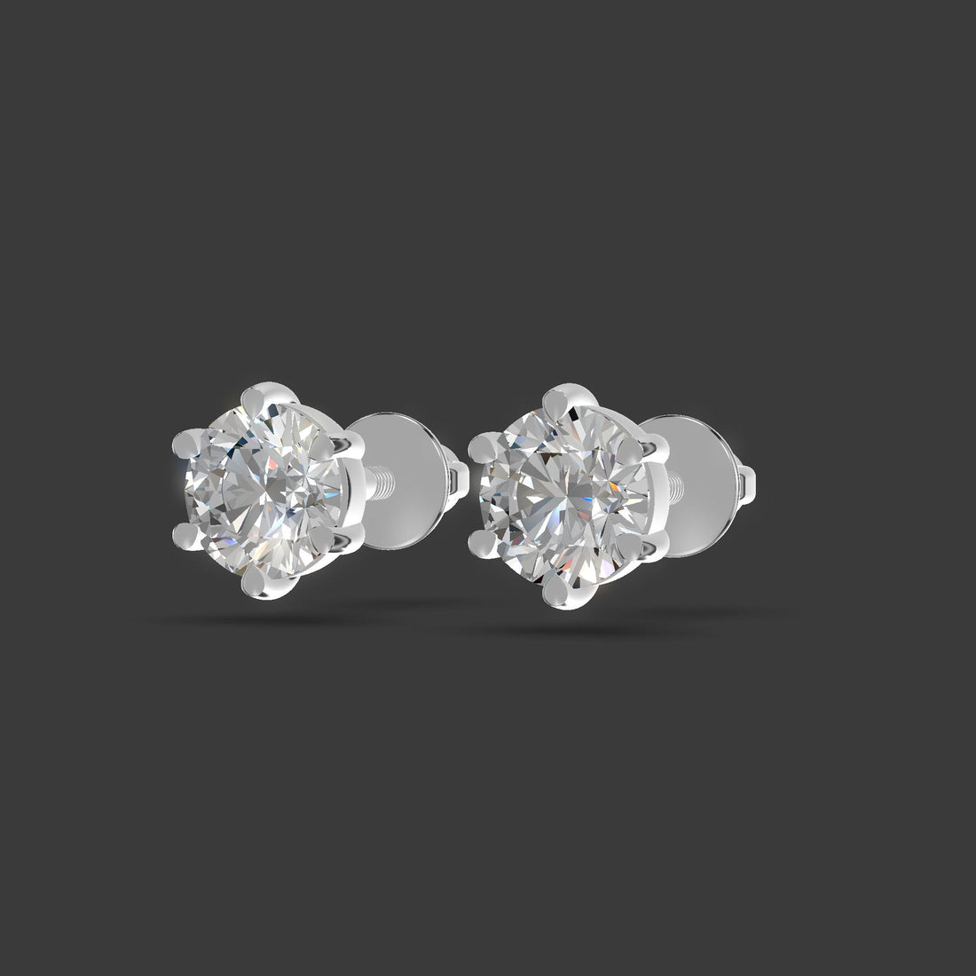 Luna Solitaire Stud Earrings Platinum