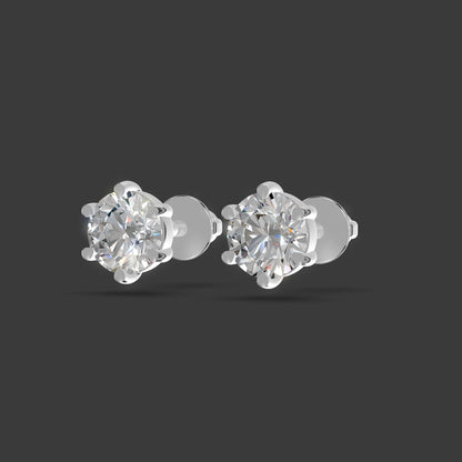 Luna Solitaire Stud Earrings Platinum