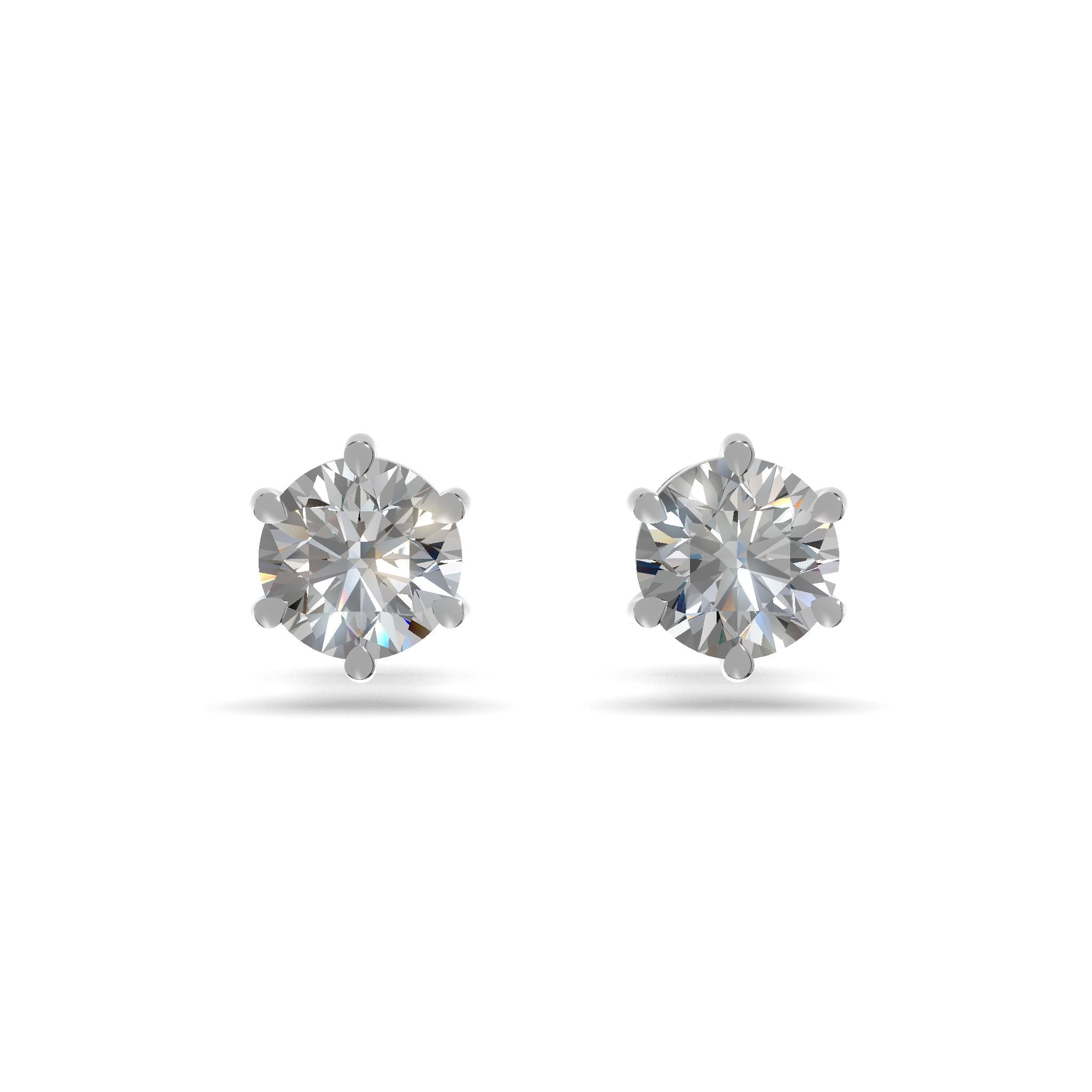 Luna Solitaire Stud Earrings Silver