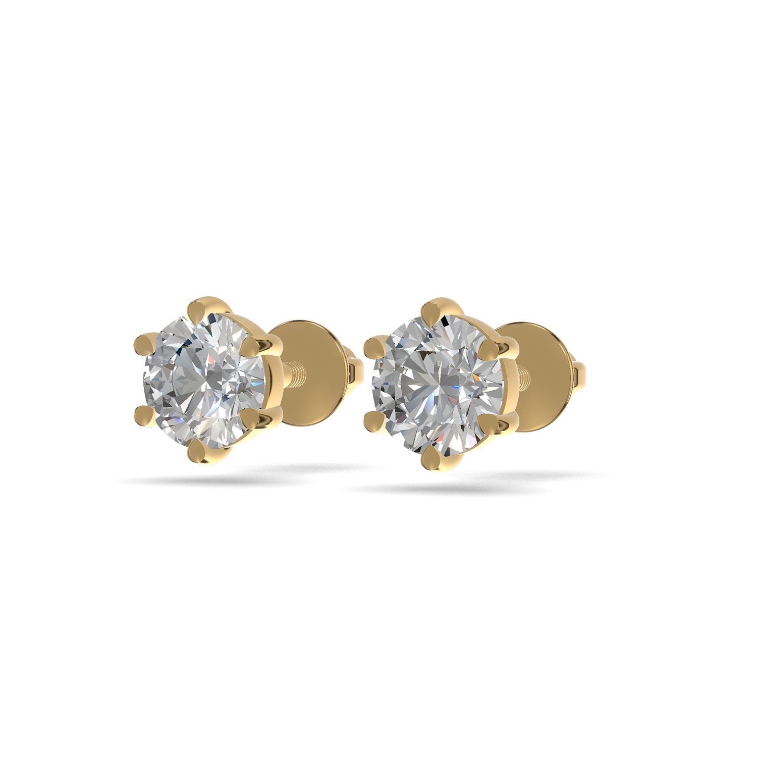 Luna Solitaire Stud Earrings Gold