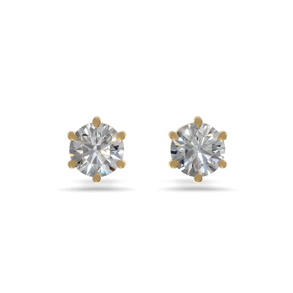 Luna Solitaire Stud Earrings Gold