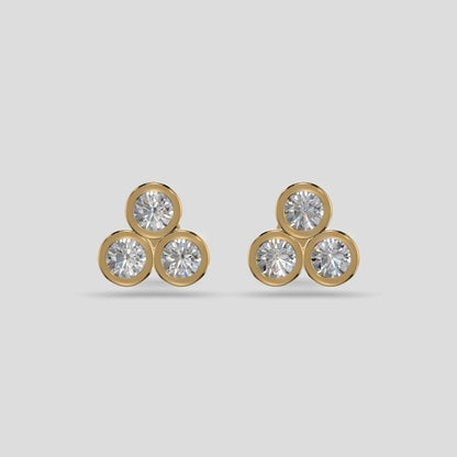 Trilight Cluster Studs Gold