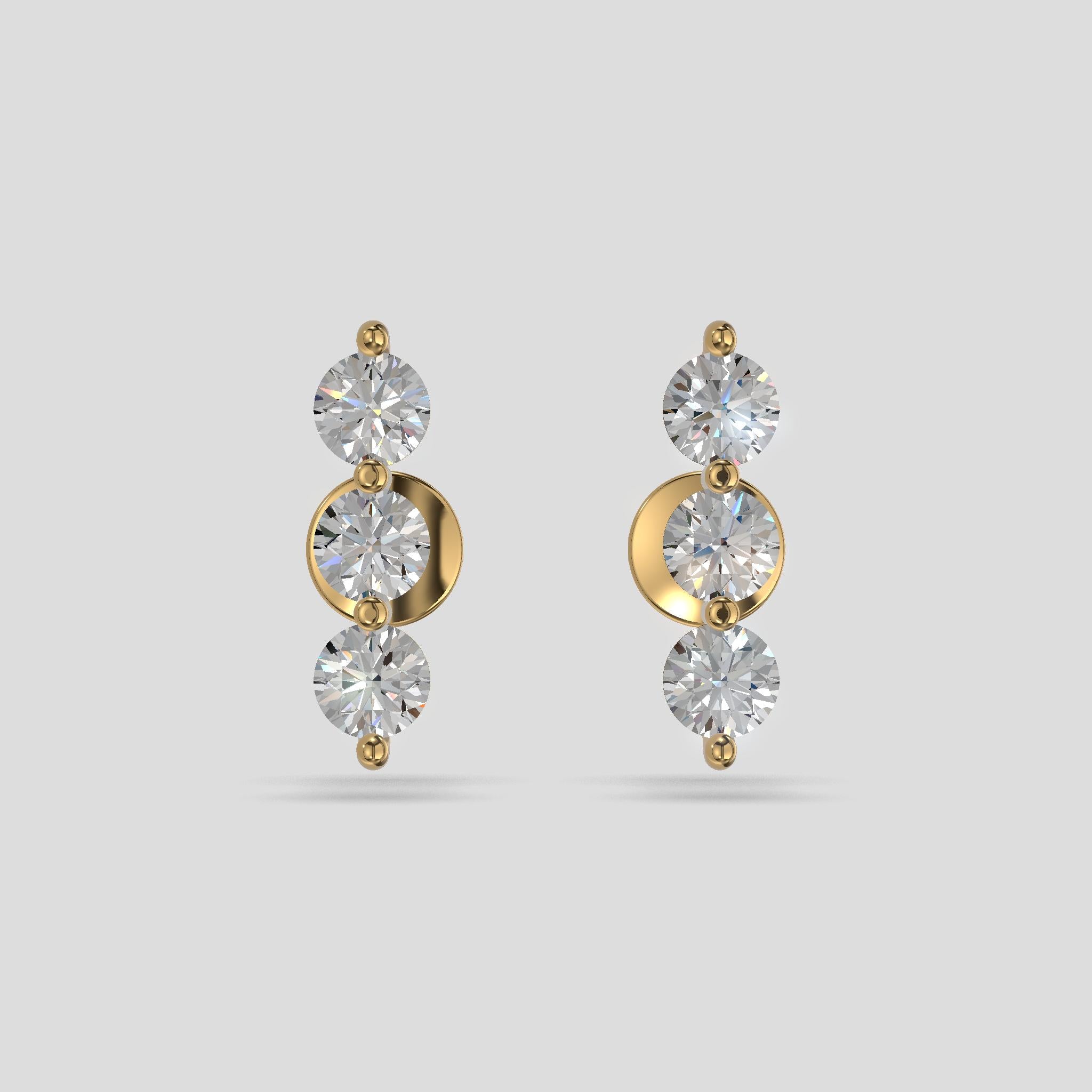 Aurora Drop Trio Earrings Gold