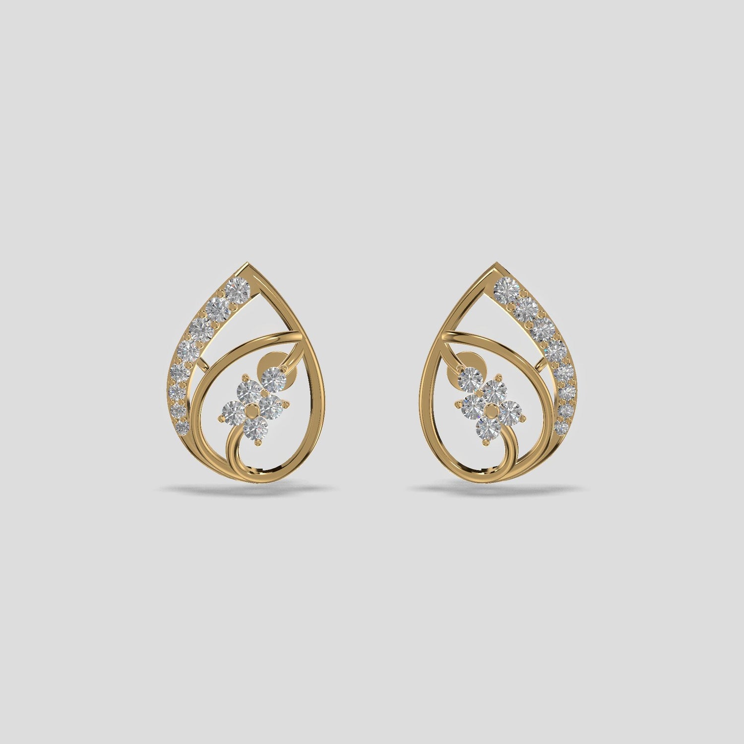 Floral Cascade Earrings Gold
