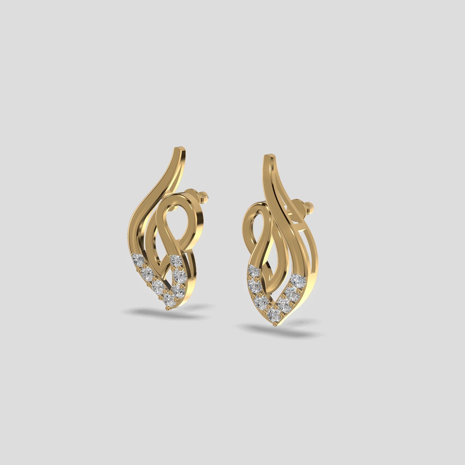 Enchanted Flame Diamond Earrings Gold