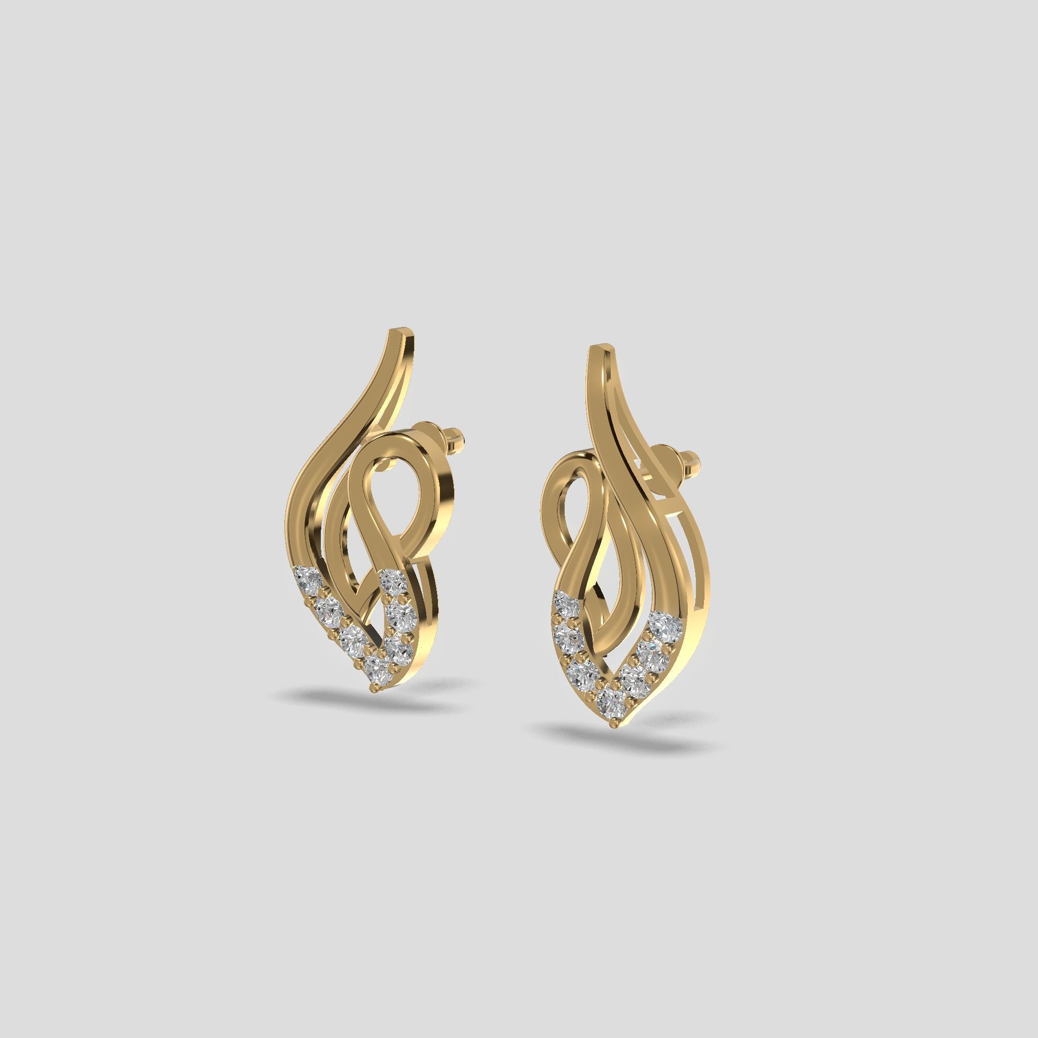 Enchanted Flame Diamond Earrings Gold