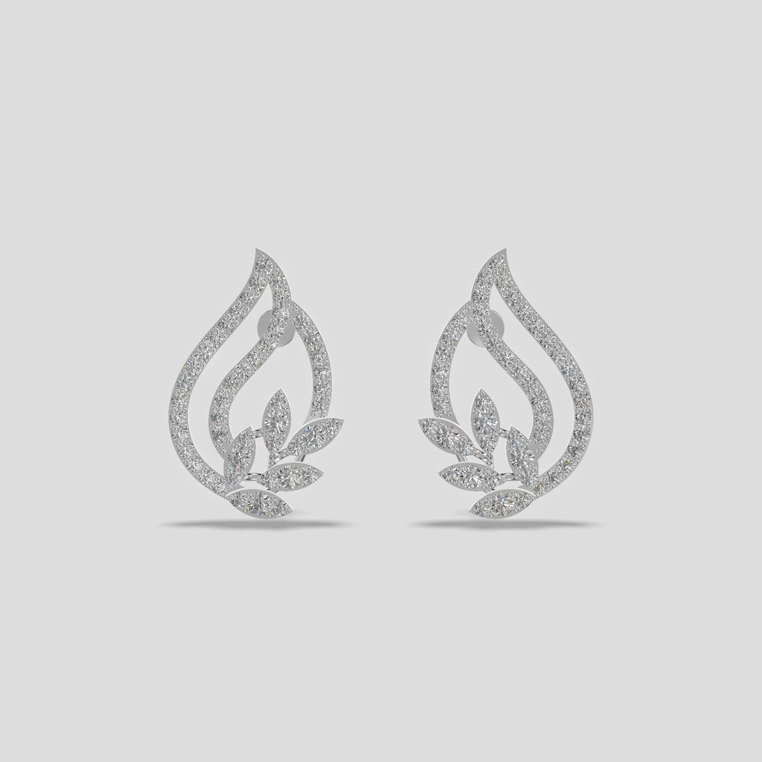 Celestial Bloom Diamond Earrings Silver