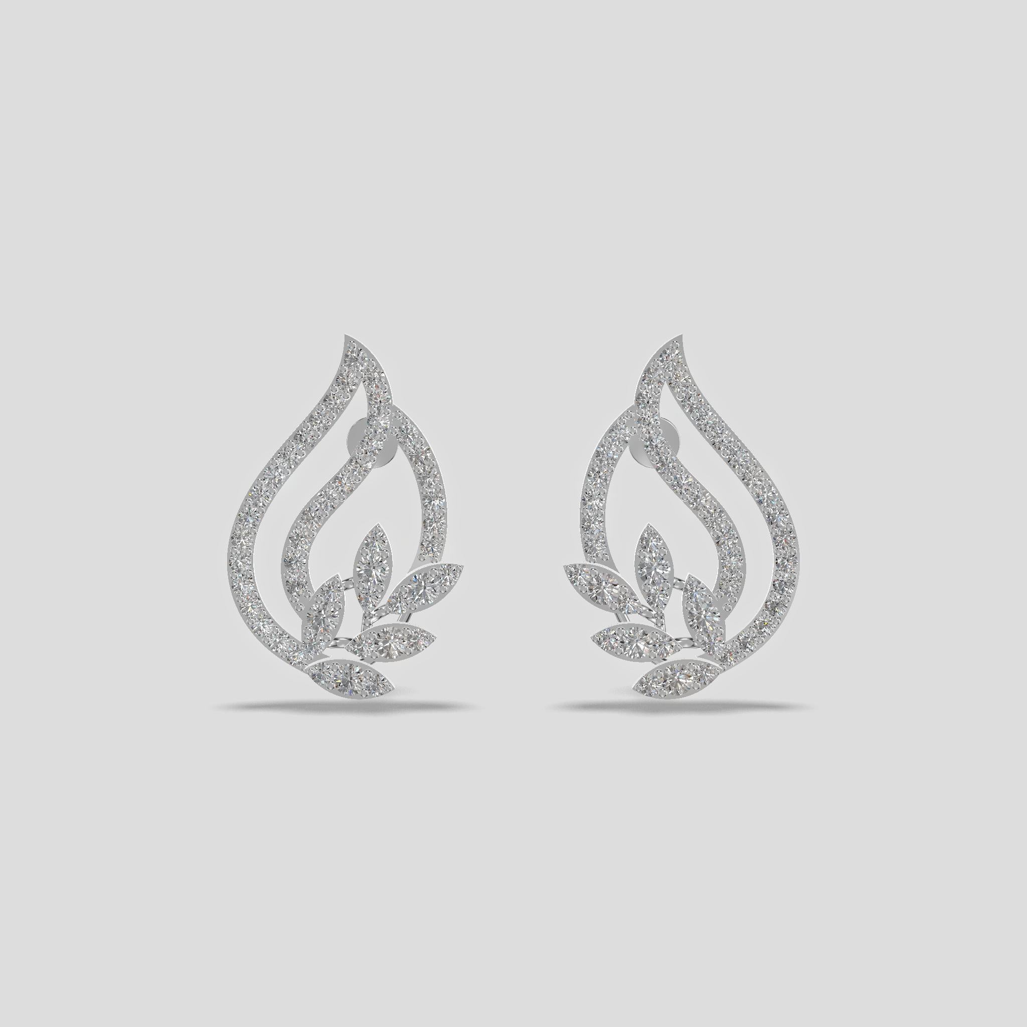 Celestial Bloom Diamond Earrings Silver