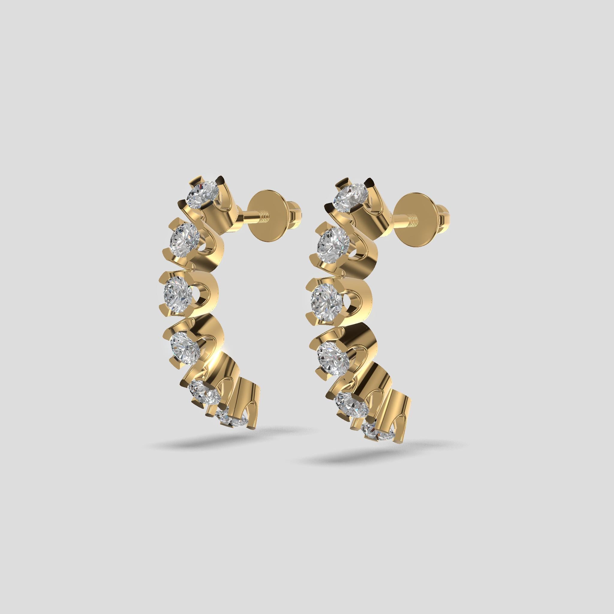 Eternelle Diamond Line Earrings Gold