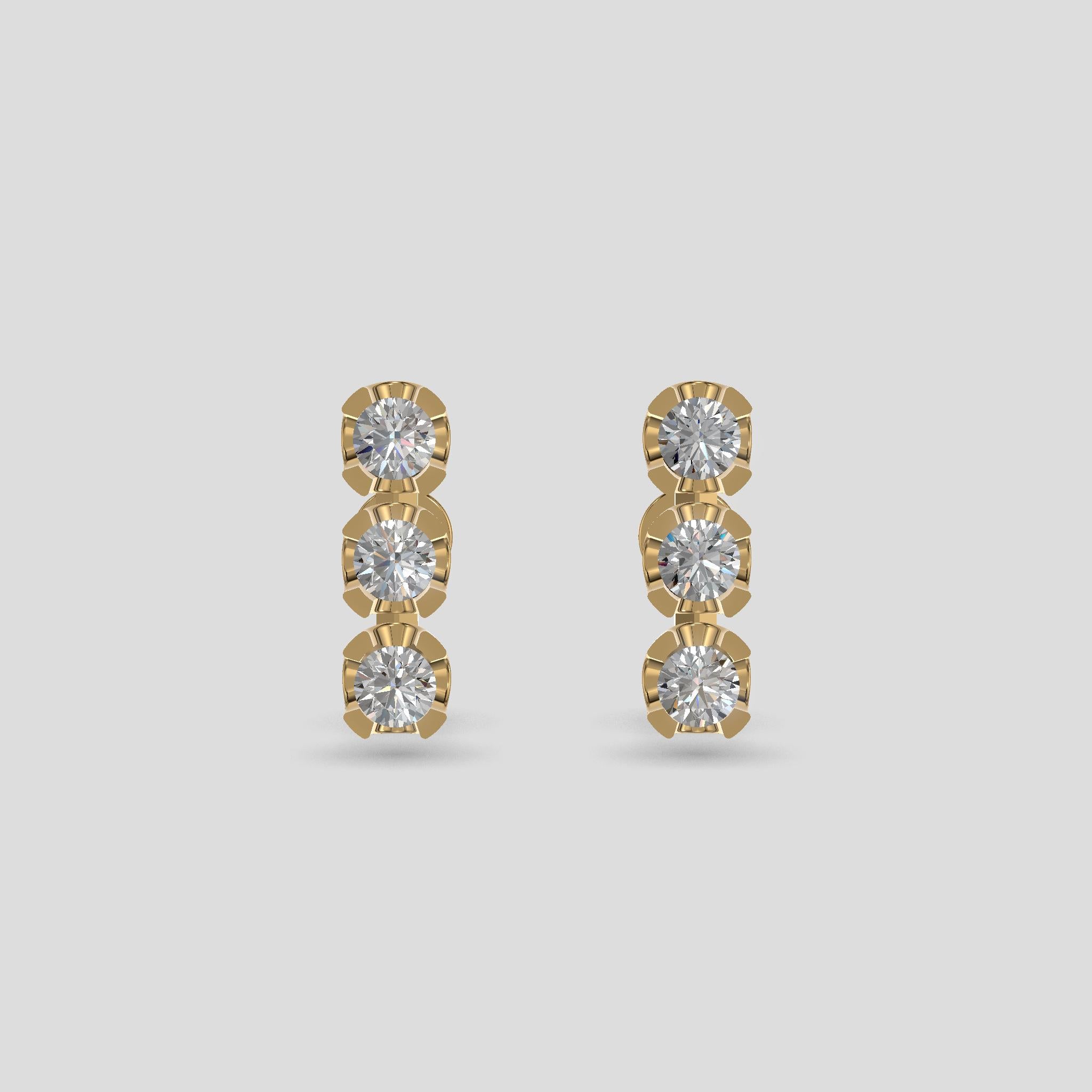 Tricolor Harmony Studs Gold