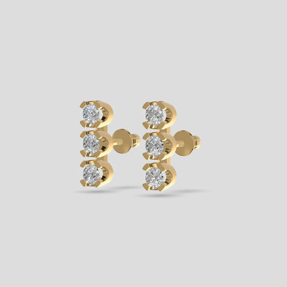 Tricolor Harmony Studs Gold