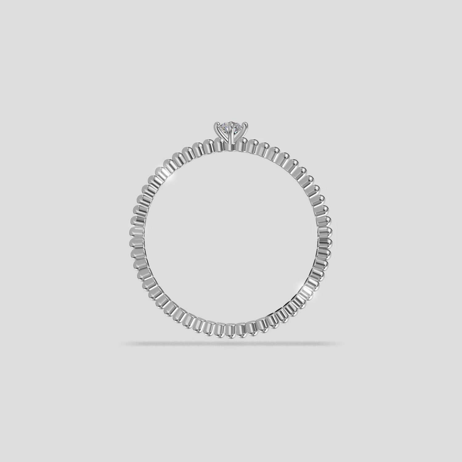 Celeste Beaded Solitaire Ring Silver