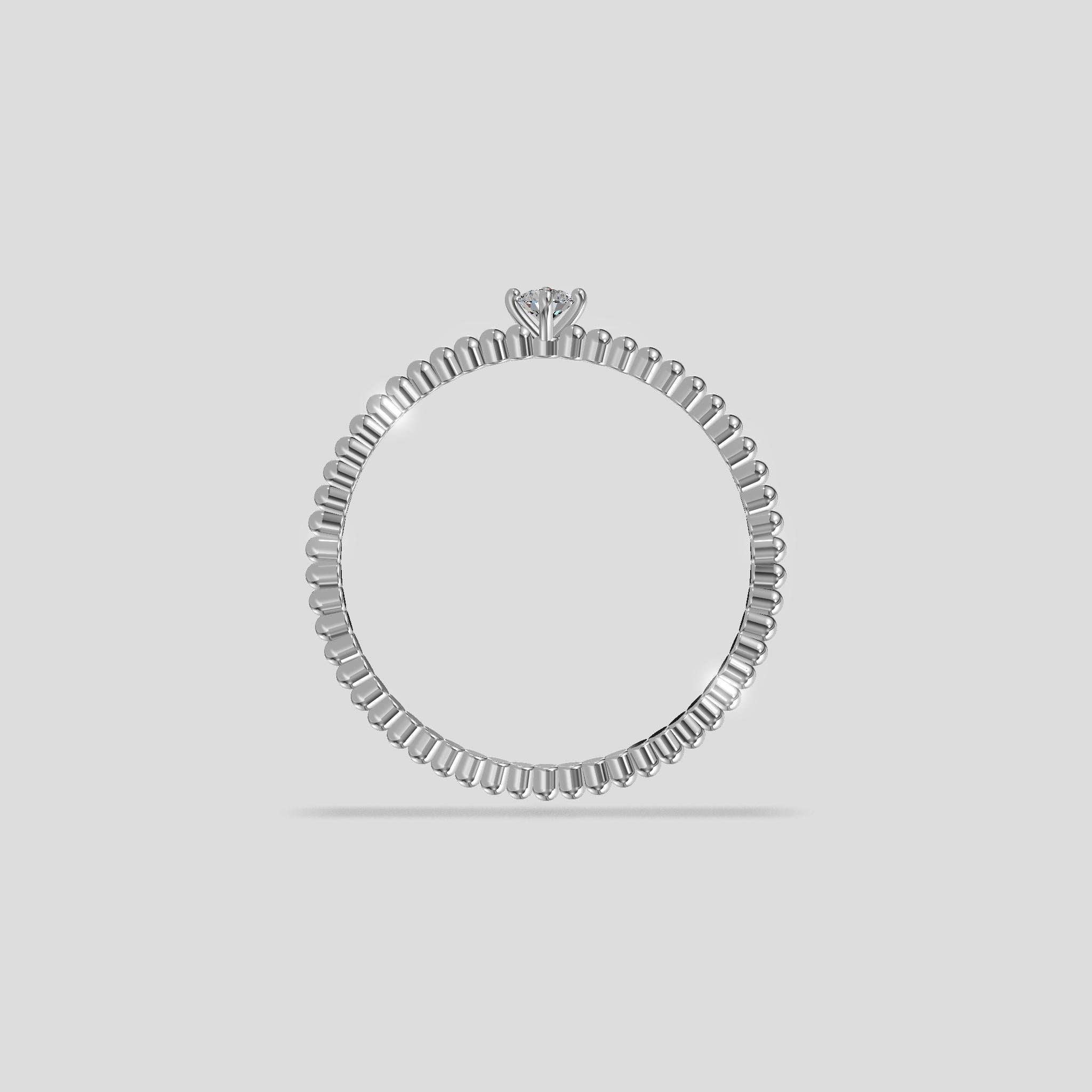 Celeste Beaded Solitaire Ring Silver