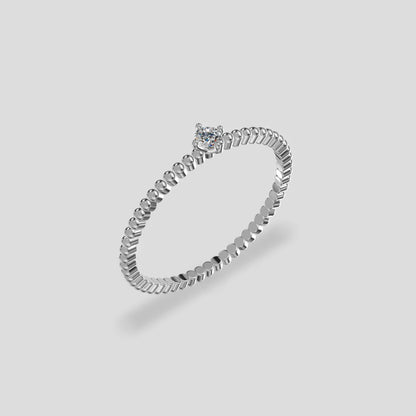 Celeste Beaded Solitaire Ring Silver